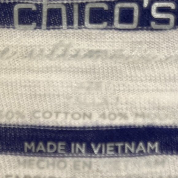 Chico's Long Knit Navy/White Striped Cardigan Medium - Picture 2 of 3